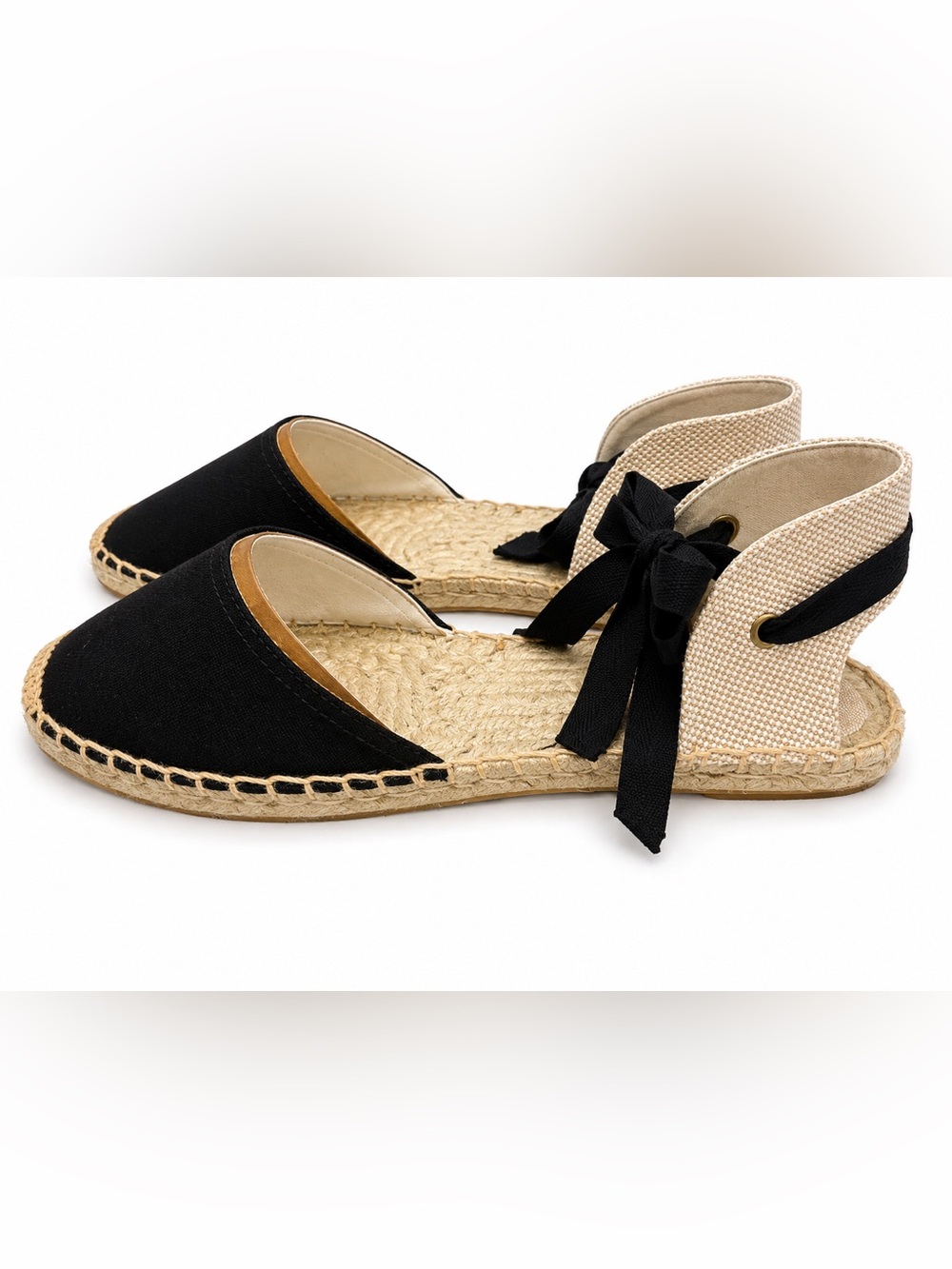 Women’s Black Espadrille Slide with Bow